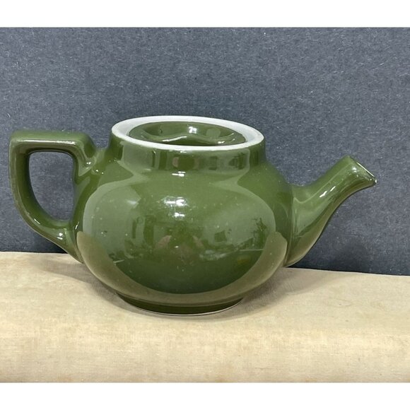 Vintage Tea For One Hall Dark Green  Teapot 3 inches H x 7 inches L - Picture 1 of 12